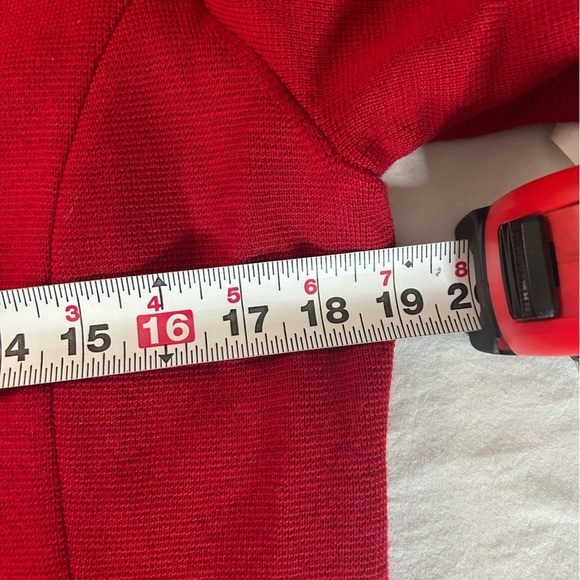 Lauren Ralph Lauren Red Long Wool Cardigan Four Button Sweater Jacket M Classic - Picture 7 of 12